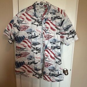 Legacy Red and Blue Casual Button Down Shirt